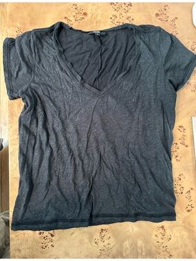 PAIGE Black V-Neck Shimmer Tee